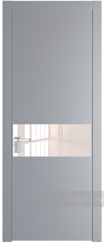 Дверь со стеклом ProfilDoors 17PA Lacobel Перламутровый лак с профилем Серебро (Смоки (RAL 870-02))