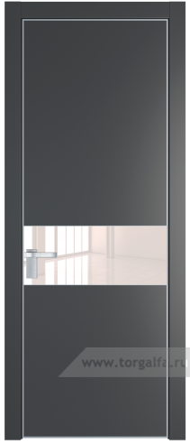 Дверь со стеклом ProfilDoors 17PA Lacobel Перламутровый лак с профилем Серебро (Графит (Pantone 425С))