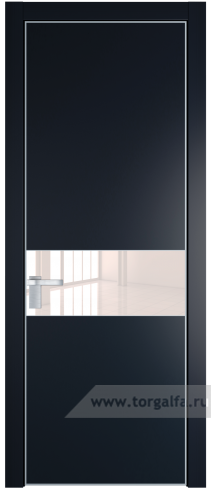 Дверь со стеклом ProfilDoors 17PA Lacobel Перламутровый лак с профилем Серебро (Нэви Блу (RAL 7016))