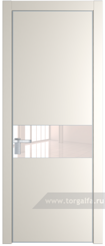 Дверь со стеклом ProfilDoors 17PA Lacobel Перламутровый лак с профилем Серебро (Перламутр белый)