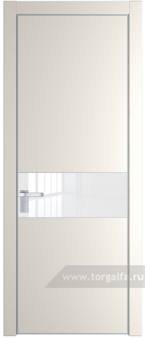 Дверь со стеклом ProfilDoors 17PA Лак классик с профилем Серебро (Перламутр белый)