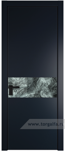 Дверь со стеклом ProfilDoors 17PA Атриум серебро с профилем Черный матовый RAL9005 (Нэви Блу (RAL 7016))