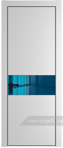 Дверь со стеклом ProfilDoors 17PA Зеркало Blue с профилем Черный матовый RAL9005 (Крем Вайт (RAL 120-02))