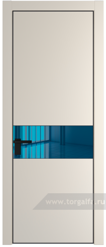 Дверь со стеклом ProfilDoors 17PA Зеркало Blue с профилем Черный матовый RAL9005 (Кремовая Магнолия (RAL 120-04))