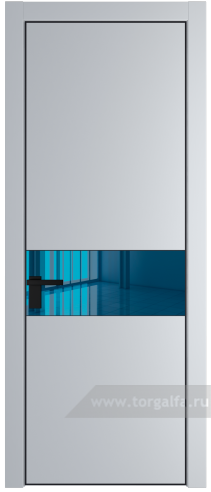 Дверь со стеклом ProfilDoors 17PA Зеркало Blue с профилем Черный матовый RAL9005 (Лайт Грей (RAL 870-01))