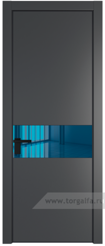 Дверь со стеклом ProfilDoors 17PA Зеркало Blue с профилем Черный матовый RAL9005 (Графит (Pantone 425С))