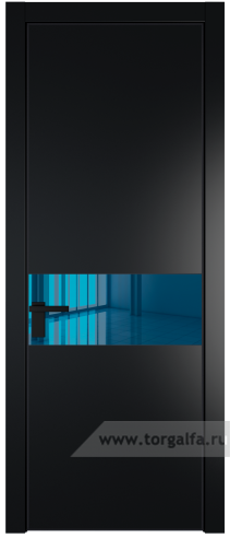 Дверь со стеклом ProfilDoors 17PA Зеркало Blue с профилем Черный матовый RAL9005 (Блэк)