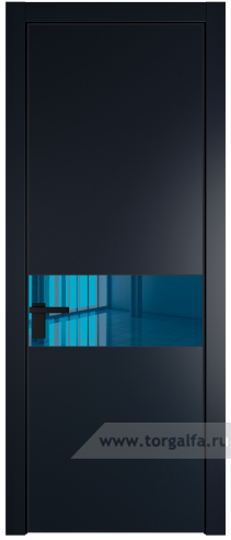 Дверь со стеклом ProfilDoors 17PA Зеркало Blue с профилем Черный матовый RAL9005 (Нэви Блу (RAL 7016))