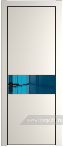 Дверь со стеклом ProfilDoors 17PA Зеркало Blue с профилем Черный матовый RAL9005 (Перламутр белый)