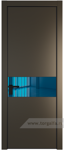 Дверь со стеклом ProfilDoors 17PA Зеркало Blue с профилем Черный матовый RAL9005 (Перламутр бронза)