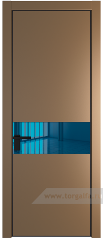 Дверь со стеклом ProfilDoors 17PA Зеркало Blue с профилем Черный матовый RAL9005 (Перламутр золото)