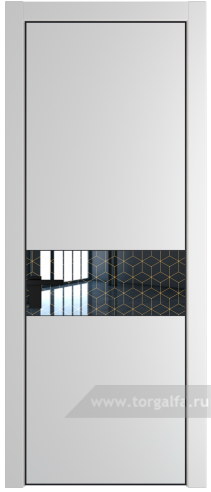 Дверь со стеклом ProfilDoors 17PA Лоран узор золото с профилем Черный матовый RAL9005 (Крем Вайт (RAL 120-02))