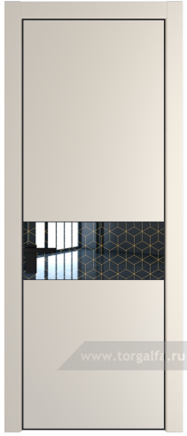 Дверь со стеклом ProfilDoors 17PA Лоран узор золото с профилем Черный матовый RAL9005 (Кремовая Магнолия (RAL 120-04))