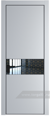 Дверь со стеклом ProfilDoors 17PA Лоран узор золото с профилем Черный матовый RAL9005 (Лайт Грей (RAL 870-01))