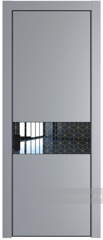 Дверь со стеклом ProfilDoors 17PA Лоран узор золото с профилем Черный матовый RAL9005 (Смоки (RAL 870-02))
