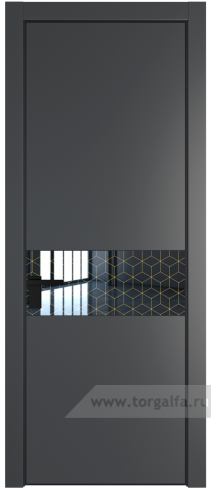 Дверь со стеклом ProfilDoors 17PA Лоран узор золото с профилем Черный матовый RAL9005 (Графит (Pantone 425С))