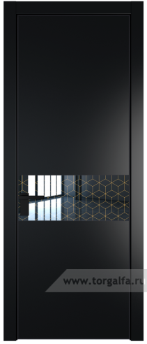 Дверь со стеклом ProfilDoors 17PA Лоран узор золото с профилем Черный матовый RAL9005 (Блэк)