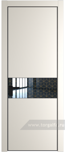 Дверь со стеклом ProfilDoors 17PA Лоран узор золото с профилем Черный матовый RAL9005 (Перламутр белый)