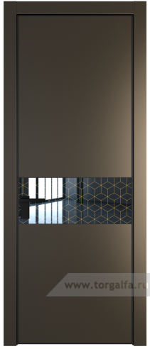 Дверь со стеклом ProfilDoors 17PA Лоран узор золото с профилем Черный матовый RAL9005 (Перламутр бронза)