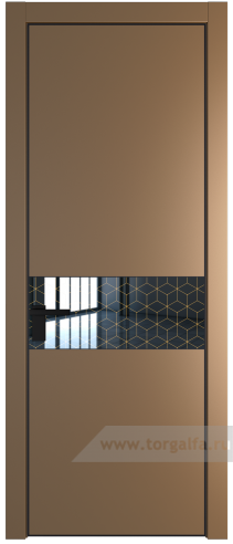 Дверь со стеклом ProfilDoors 17PA Лоран узор золото с профилем Черный матовый RAL9005 (Перламутр золото)