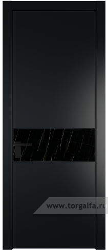 Дверь со стеклом ProfilDoors 17PA Неро мрамор с профилем Черный матовый RAL9005 (Блэк)