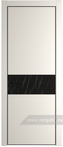 Дверь со стеклом ProfilDoors 17PA Неро мрамор с профилем Черный матовый RAL9005 (Перламутр белый)