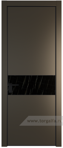 Дверь со стеклом ProfilDoors 17PA Неро мрамор с профилем Черный матовый RAL9005 (Перламутр бронза)