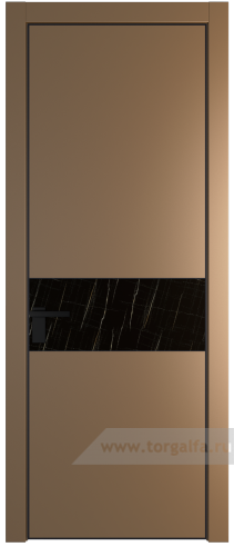 Дверь со стеклом ProfilDoors 17PA Неро мрамор с профилем Черный матовый RAL9005 (Перламутр золото)