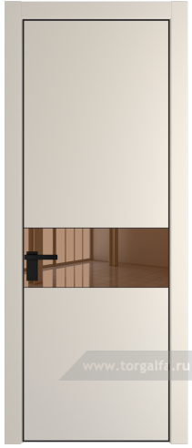 Дверь со стеклом ProfilDoors 17PA Зеркало Bronza с профилем Черный матовый RAL9005 (Кремовая Магнолия (RAL 120-04))