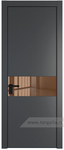 Дверь со стеклом ProfilDoors 17PA Зеркало Bronza с профилем Черный матовый RAL9005 (Графит (Pantone 425С))