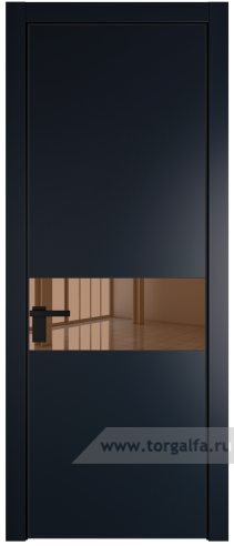 Дверь со стеклом ProfilDoors 17PA Зеркало Bronza с профилем Черный матовый RAL9005 (Нэви Блу (RAL 7016))