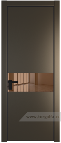 Дверь со стеклом ProfilDoors 17PA Зеркало Bronza с профилем Черный матовый RAL9005 (Перламутр бронза)