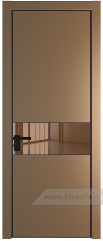 Дверь со стеклом ProfilDoors 17PA Зеркало Bronza с профилем Черный матовый RAL9005 (Перламутр золото)