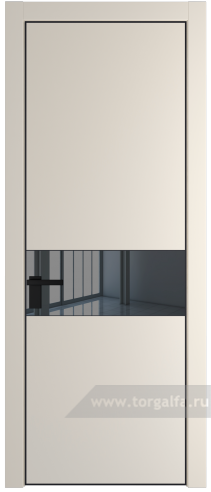 Дверь со стеклом ProfilDoors 17PA Зеркало Grey с профилем Черный матовый RAL9005 (Кремовая Магнолия (RAL 120-04))