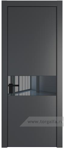 Дверь со стеклом ProfilDoors 17PA Зеркало Grey с профилем Черный матовый RAL9005 (Графит (Pantone 425С))