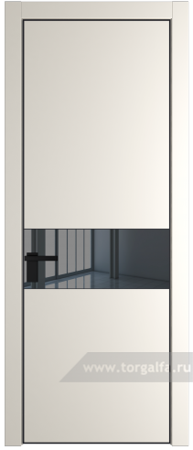 Дверь со стеклом ProfilDoors 17PA Зеркало Grey с профилем Черный матовый RAL9005 (Перламутр белый)