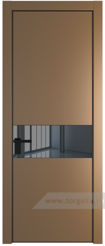 Дверь со стеклом ProfilDoors 17PA Зеркало Grey с профилем Черный матовый RAL9005 (Перламутр золото)