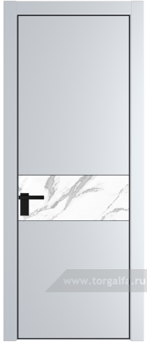Дверь со стеклом ProfilDoors 17PA Нефи белый узор серебро с профилем Черный матовый RAL9005 (Вайт (RAL 110 96 02))