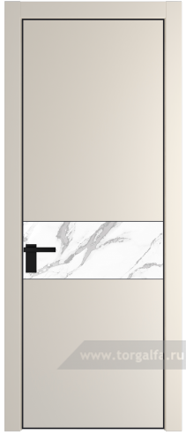 Дверь со стеклом ProfilDoors 17PA Нефи белый узор серебро с профилем Черный матовый RAL9005 (Кремовая Магнолия (RAL 120-04))