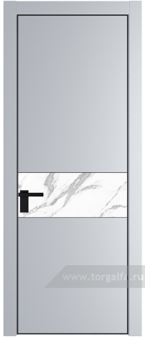 Дверь со стеклом ProfilDoors 17PA Нефи белый узор серебро с профилем Черный матовый RAL9005 (Лайт Грей (RAL 870-01))