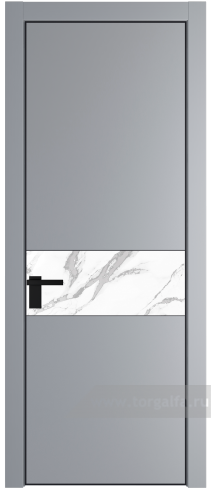 Дверь со стеклом ProfilDoors 17PA Нефи белый узор серебро с профилем Черный матовый RAL9005 (Смоки (RAL 870-02))
