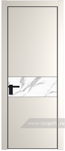 Дверь со стеклом ProfilDoors 17PA Нефи белый узор серебро с профилем Черный матовый RAL9005 (Перламутр белый)