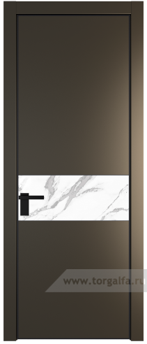 Дверь со стеклом ProfilDoors 17PA Нефи белый узор серебро с профилем Черный матовый RAL9005 (Перламутр бронза)