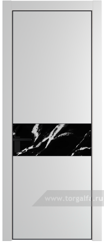 Дверь со стеклом ProfilDoors 17PA Нефи черный узор серебро с профилем Черный матовый RAL9005 (Крем Вайт (RAL 120-02))
