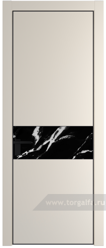 Дверь со стеклом ProfilDoors 17PA Нефи черный узор серебро с профилем Черный матовый RAL9005 (Кремовая Магнолия (RAL 120-04))