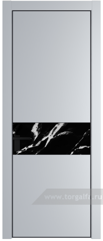 Дверь со стеклом ProfilDoors 17PA Нефи черный узор серебро с профилем Черный матовый RAL9005 (Лайт Грей (RAL 870-01))