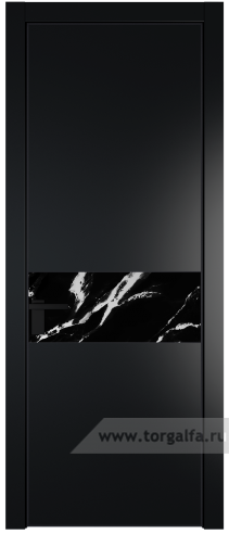 Дверь со стеклом ProfilDoors 17PA Нефи черный узор серебро с профилем Черный матовый RAL9005 (Блэк)