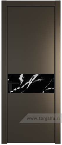 Дверь со стеклом ProfilDoors 17PA Нефи черный узор серебро с профилем Черный матовый RAL9005 (Перламутр бронза)