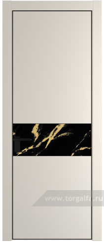 Дверь со стеклом ProfilDoors 17PA Нефи черный узор золото с профилем Черный матовый RAL9005 (Кремовая Магнолия (RAL 120-04))