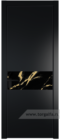 Дверь со стеклом ProfilDoors 17PA Нефи черный узор золото с профилем Черный матовый RAL9005 (Блэк)